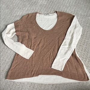 Madewell Brown and Cream Scoop Sweater